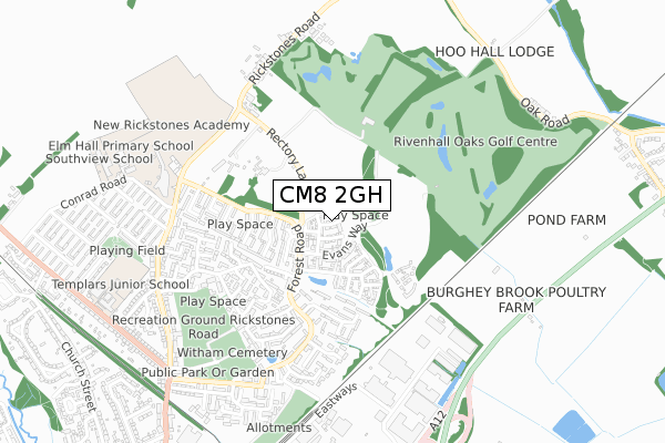 CM8 2GH map - small scale - OS Open Zoomstack (Ordnance Survey) CM8 2GH map - small scale - OS Open Zoomstack (Ordnance Survey)