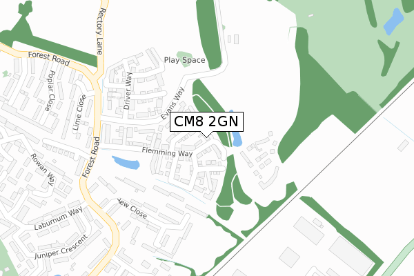 CM8 2GN map - large scale - OS Open Zoomstack (Ordnance Survey)