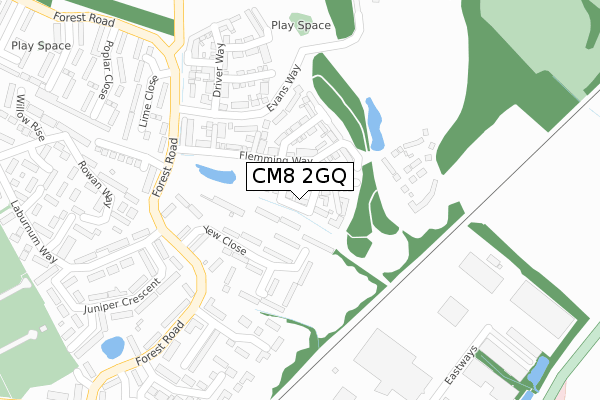 CM8 2GQ map - large scale - OS Open Zoomstack (Ordnance Survey) CM8 2GQ map - large scale - OS Open Zoomstack (Ordnance Survey)