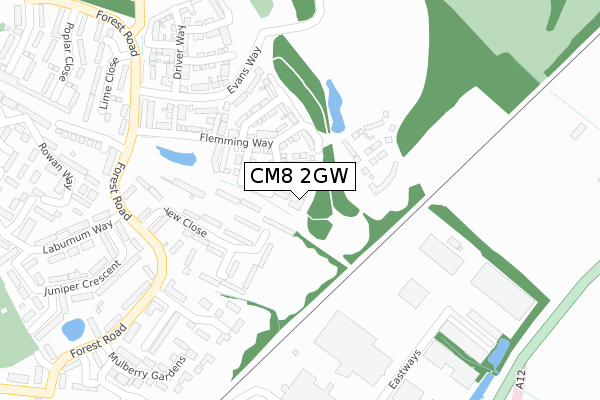 CM8 2GW map - large scale - OS Open Zoomstack (Ordnance Survey) CM8 2GW map - large scale - OS Open Zoomstack (Ordnance Survey)