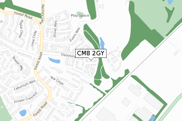 CM8 2GY map - large scale - OS Open Zoomstack (Ordnance Survey)