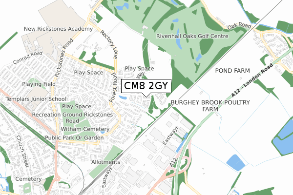 CM8 2GY map - small scale - OS Open Zoomstack (Ordnance Survey) CM8 2GY map - small scale - OS Open Zoomstack (Ordnance Survey)