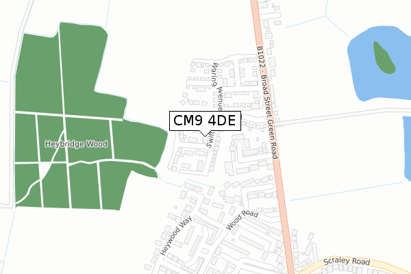 CM9 4DE map - large scale - OS Open Zoomstack (Ordnance Survey)
