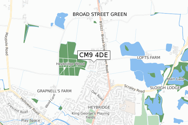CM9 4DE map - small scale - OS Open Zoomstack (Ordnance Survey)