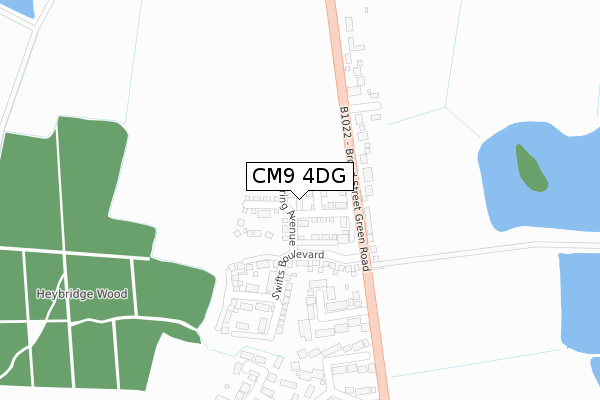 CM9 4DG map - large scale - OS Open Zoomstack (Ordnance Survey)