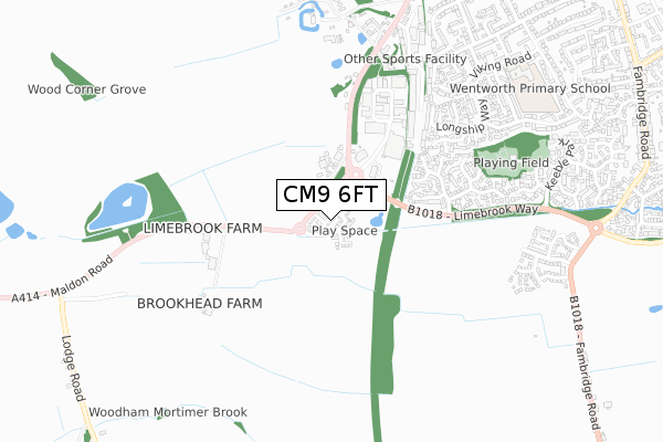 CM9 6FT map - small scale - OS Open Zoomstack (Ordnance Survey)