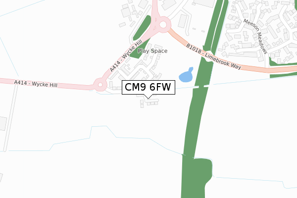 CM9 6FW map - large scale - OS Open Zoomstack (Ordnance Survey)