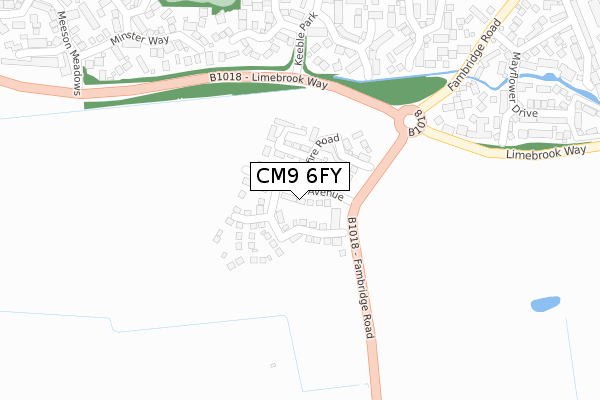 CM9 6FY map - large scale - OS Open Zoomstack (Ordnance Survey)