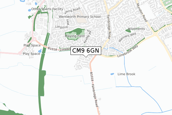 CM9 6GN map - small scale - OS Open Zoomstack (Ordnance Survey)