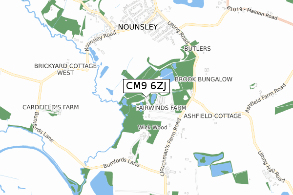 CM9 6ZJ map - small scale - OS Open Zoomstack (Ordnance Survey)