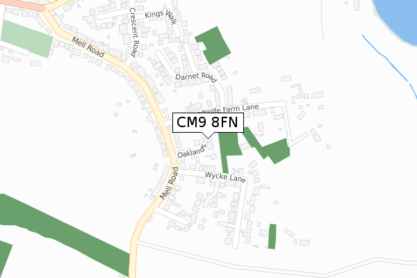CM9 8FN map - large scale - OS Open Zoomstack (Ordnance Survey)