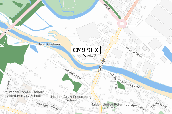CM9 9EX map - large scale - OS Open Zoomstack (Ordnance Survey)