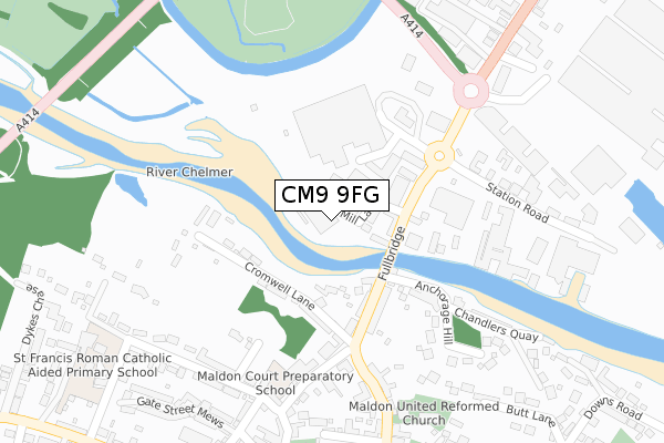 CM9 9FG map - large scale - OS Open Zoomstack (Ordnance Survey)