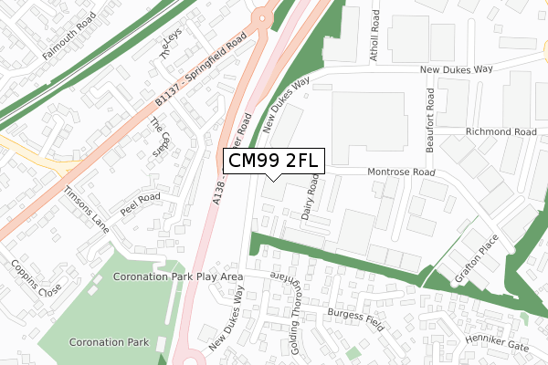 CM99 2FL map - large scale - OS Open Zoomstack (Ordnance Survey)