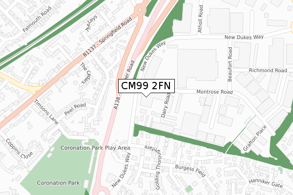 CM99 2FN map - large scale - OS Open Zoomstack (Ordnance Survey)