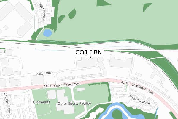 CO1 1BN map - large scale - OS Open Zoomstack (Ordnance Survey)