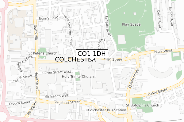 CO1 1DH map - large scale - OS Open Zoomstack (Ordnance Survey)