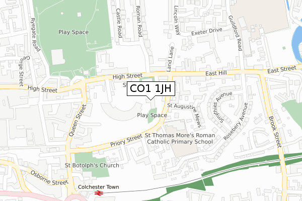 CO1 1JH map - large scale - OS Open Zoomstack (Ordnance Survey)