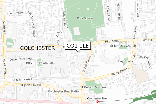 CO1 1LE map - large scale - OS Open Zoomstack (Ordnance Survey)