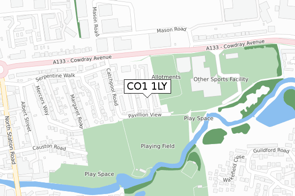 CO1 1LY map - large scale - OS Open Zoomstack (Ordnance Survey)