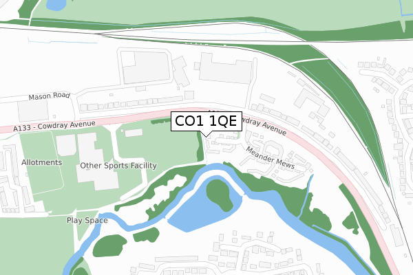 CO1 1QE map - large scale - OS Open Zoomstack (Ordnance Survey)