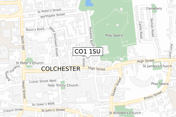 CO1 1SU map - large scale - OS Open Zoomstack (Ordnance Survey)