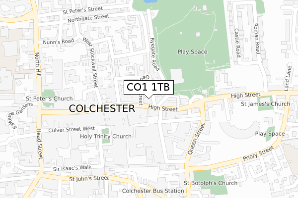 CO1 1TB map - large scale - OS Open Zoomstack (Ordnance Survey)