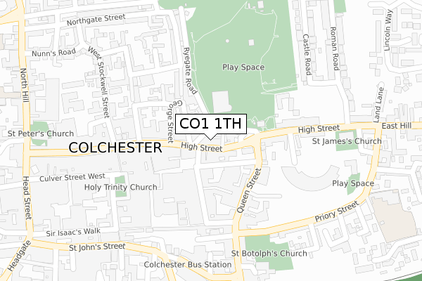 CO1 1TH map - large scale - OS Open Zoomstack (Ordnance Survey)