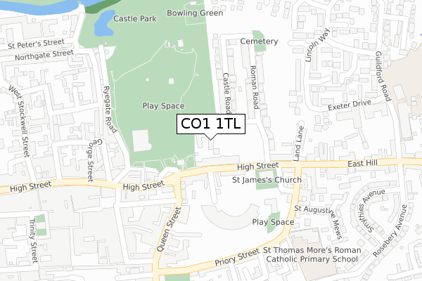CO1 1TL map - large scale - OS Open Zoomstack (Ordnance Survey)