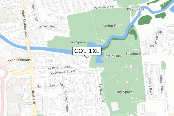 CO1 1XL map - large scale - OS Open Zoomstack (Ordnance Survey)