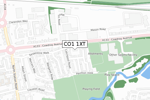 CO1 1XT map - large scale - OS Open Zoomstack (Ordnance Survey)