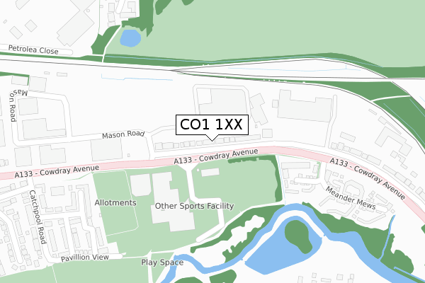 CO1 1XX map - large scale - OS Open Zoomstack (Ordnance Survey)