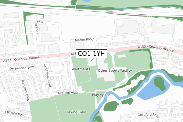 CO1 1YH map - large scale - OS Open Zoomstack (Ordnance Survey)