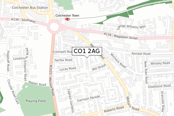 CO1 2AG map - large scale - OS Open Zoomstack (Ordnance Survey)