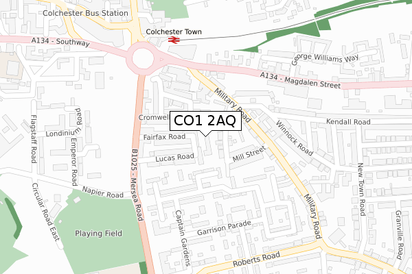 CO1 2AQ map - large scale - OS Open Zoomstack (Ordnance Survey)