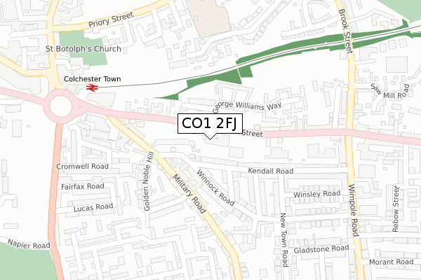 CO1 2FJ map - large scale - OS Open Zoomstack (Ordnance Survey)