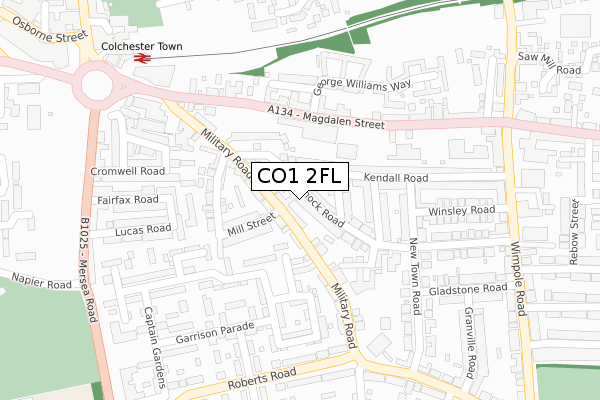 CO1 2FL map - large scale - OS Open Zoomstack (Ordnance Survey)