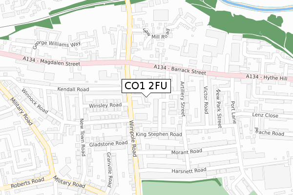 CO1 2FU map - large scale - OS Open Zoomstack (Ordnance Survey)