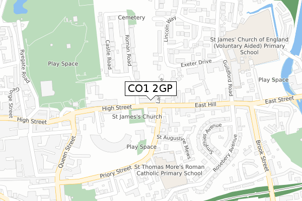 CO1 2GP map - large scale - OS Open Zoomstack (Ordnance Survey)