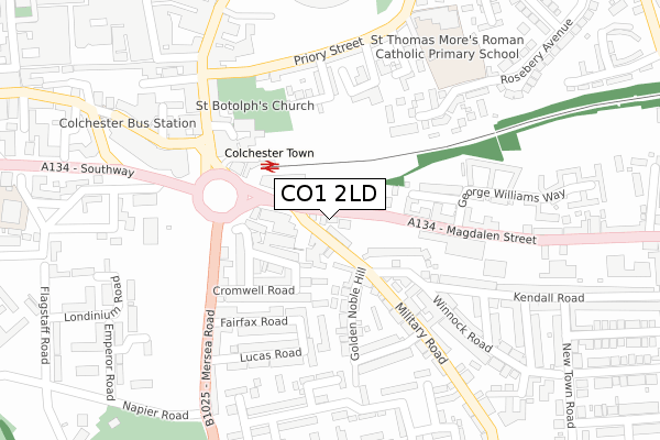 CO1 2LD map - large scale - OS Open Zoomstack (Ordnance Survey)
