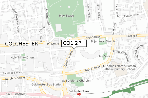 CO1 2PH map - large scale - OS Open Zoomstack (Ordnance Survey)