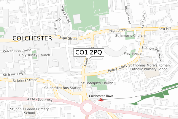 CO1 2PQ map - large scale - OS Open Zoomstack (Ordnance Survey)