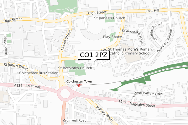 CO1 2PZ map - large scale - OS Open Zoomstack (Ordnance Survey)