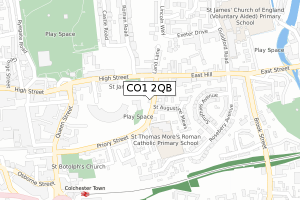CO1 2QB map - large scale - OS Open Zoomstack (Ordnance Survey)