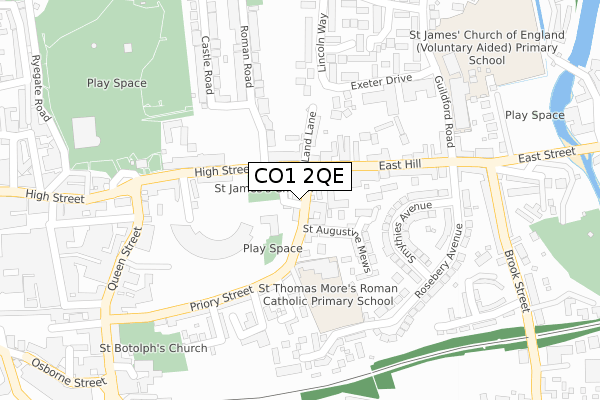 CO1 2QE map - large scale - OS Open Zoomstack (Ordnance Survey)