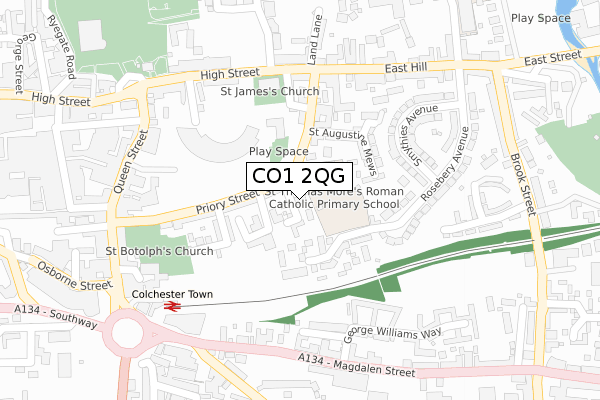 CO1 2QG map - large scale - OS Open Zoomstack (Ordnance Survey) CO1 2QG map - large scale - OS Open Zoomstack (Ordnance Survey)