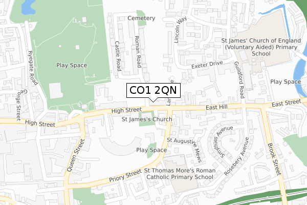 CO1 2QN map - large scale - OS Open Zoomstack (Ordnance Survey)