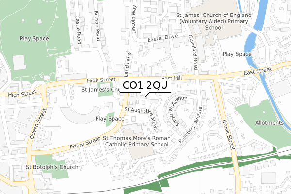 CO1 2QU map - large scale - OS Open Zoomstack (Ordnance Survey)