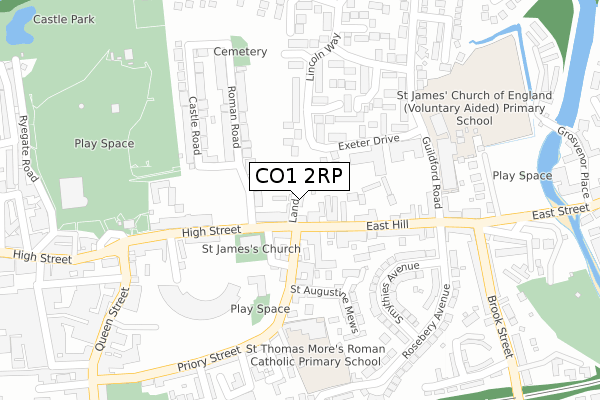 CO1 2RP map - large scale - OS Open Zoomstack (Ordnance Survey)