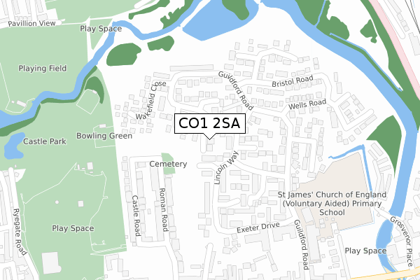 CO1 2SA map - large scale - OS Open Zoomstack (Ordnance Survey)